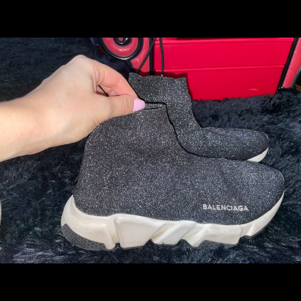 Balenciaga grey sparkle sock sneaker size 38